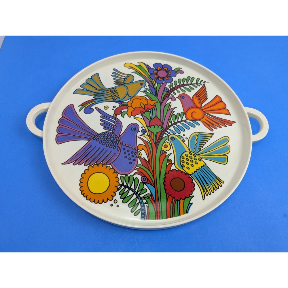 Villeroy & Boch Acapulco Vintage Round Tray 12" Serving Platter Blue Stamp Boho